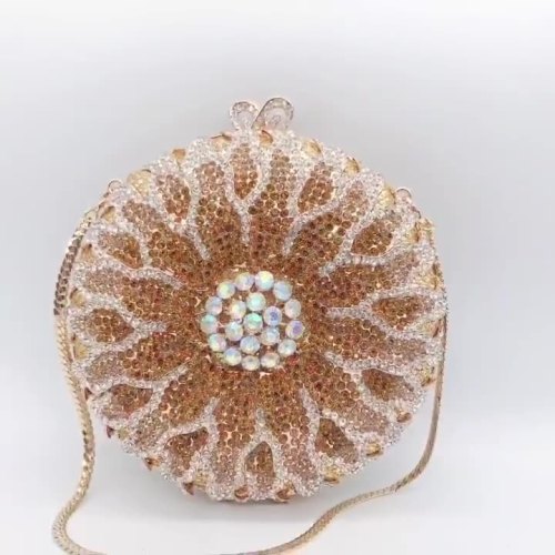 Factory Custom Fashion Diamonds Handbag Women Party Luxury Ladies Crystal Clutches Wedding Flower Evening Bags Rhinestones Purse