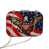 America US Eagle Flag Diamond Handbag Rhinestone Luxury Designer Bag Silver Shiny Crystal Clutch