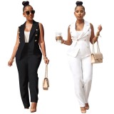 YCA230-office ladies business wear suits solid color waistcoat women blazer and pants set