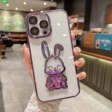 2023 new plated bunny with quicksand TPU case for iphone 14 pro shockproof phone case for iphone 13 12 11 pro max