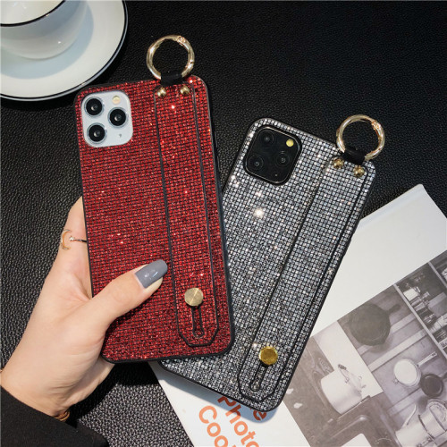 Hot Sale Bling Shiny Glitter Crystal Phone Case Wristband Soft TPU Back Cases For iPhone 13 Mini 14 Pro Max Mobile Cover