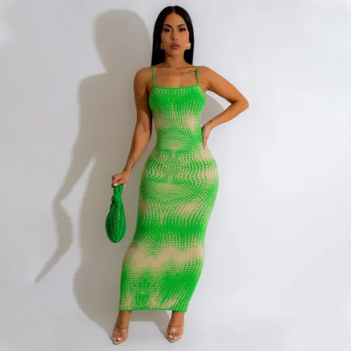 X09754S Women's sexy Women's sexy tight print suspender dress one-step skirt