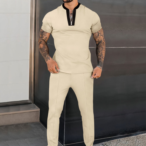 Summer Outfit Polo Zip Full Set Cotton Track Suits Men Clothes Jogger Sport Wear Top And Trousers Golf Street 2 Pieces Sets