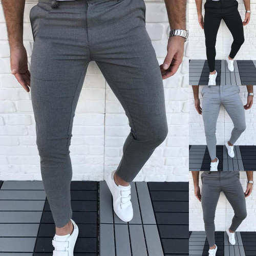 New Mens Casual Pants High Quality Fashion Stretch Solid Color Pants Slim Fit Skinny Trousers MC18594