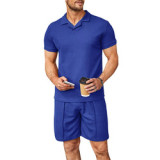 J&H 2023 Summer fashion custom plain polo shirts shorts outfit men causal sweat shorts two piece set