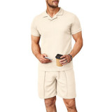 J&H 2023 Summer fashion custom plain polo shirts shorts outfit men causal sweat shorts two piece set