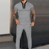 Summer Outfit Polo Zip Full Set Cotton Track Suits Men Clothes Jogger Sport Wear Top And Trousers Golf Street 2 Pieces Sets