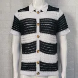 2023 fashion casual loose comfortable plaid short-sleeved blouse men's shirts summer cardigan beach wear