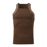 J&H fashion 2023 plus size men's vests solid color ribbed tank top men summer slim fit abrigos para hombres