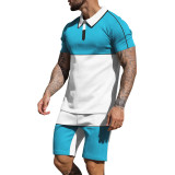 Free Sample 2023 Summer New Custom Men's T-shirt Matching Molor Casual Fashion Short Sleeve Shorts Suit Sports Men's Set