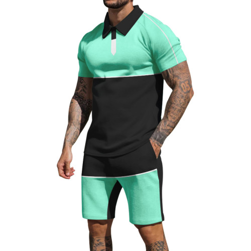 Custom Logo Summer Men Casual Shorts Sets Short Sleeve T Shirt Shorts Solid Tracksuit Set Men's Polo Clothing 2 Pieces Sets