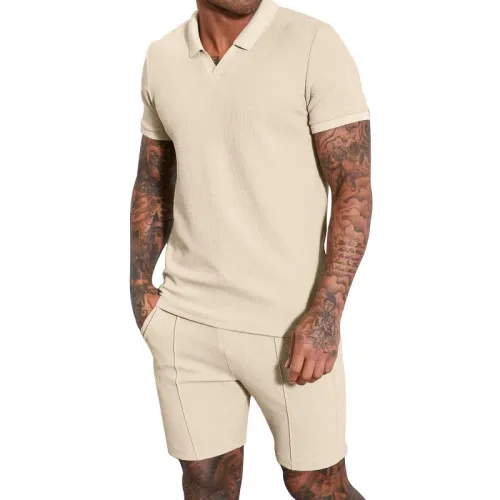 Summer Outfit Polo Shirts Set Cotton Track Suits Men Clothes Jogger Sport Wear Top And Short Golf Streetwear 2 Pieces Sets