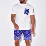 Summer Printed Short Suits Slim Fit Set For Men Sports Plus Size Short Sleeve T-Shirt Crew Neck Casual Joggers Men's Shorts Sets