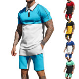 Free Sample 2023 Summer New Custom Men's T-shirt Matching Molor Casual Fashion Short Sleeve Shorts Suit Sports Men's Set