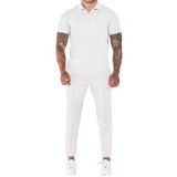 Summer Waffle V-Neck Polo Lapel Shirt Golf Short-Sleeved Trousers Set Men's Sports Casual Track Suit