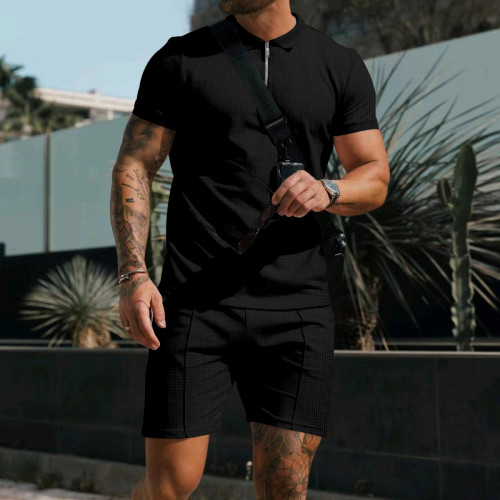 Custom Logo Men's Brand Clothing 2 Pieces Sets Trend Crewneck Short Sleeve Same Fitness Men Track Suits