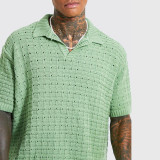 S-3XL Sportsman POLO Shirt Sweater Elastic Loose Men's Knitted Short-sleeved Casual T-Shirt Men's V-neck T-shirt Men