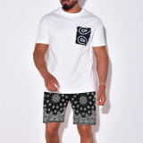 Summer Printed Short Suits Slim Fit Set For Men Sports Plus Size Short Sleeve T-Shirt Crew Neck Casual Joggers Men's Shorts Sets