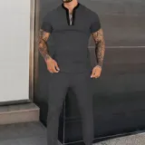 Summer Outfit Polo Zip Full Set Cotton Track Suits Men Clothes Jogger Sport Wear Top And Trousers Golf Street 2 Pieces Sets