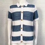 2023 fashion casual loose comfortable plaid short-sleeved blouse men's shirts summer cardigan beach wear