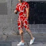 New 3D Digital Printing Men Short Set Fashion Men's Short Sleeve t Shirt Set Casual Breathable Jogging Suit