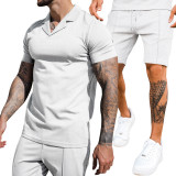 J&H 2023 Summer fashion custom plain polo shirts shorts outfit men causal sweat shorts two piece set