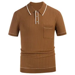J&H high quality Men's Summer polo shirts knitted shirt short sleeve T-shirt slim casual office shirts solid color