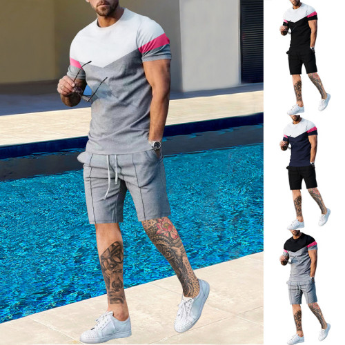 Custom Logo Jogger Tracksuit Sweatsuit Sweat Track Suit Set Shorts Pants Summer Men T Shirt And Short Set For Men