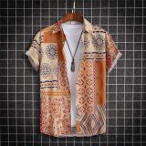 J&H fashion 2023 summer short sleeve paisley shirts Hawaiian style vintage shirts beach shirts for men