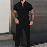 Summer Outfit Polo Zip Full Set Cotton Track Suits Men Clothes Jogger Sport Wear Top And Trousers Golf Street 2 Pieces Sets