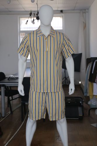 J&H Fashion summer men's Hawaiian beach suit fashion striped polo shirts  shorts two-piece set casual wear