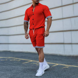 Custom logo t shirt zipper training men jogging suits Fitness tracksuits with short jacket