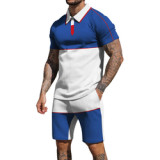 Custom Logo Summer Men Casual Shorts Sets Short Sleeve T Shirt Shorts Solid Tracksuit Set Men's Polo Clothing 2 Pieces Sets
