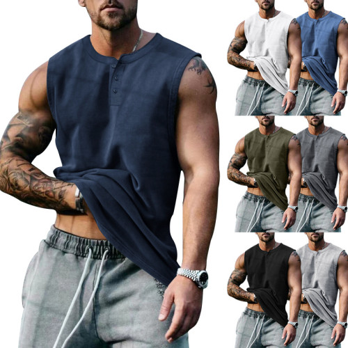 Custom Wholesale Mens Sportswear Sleeveless Fitness tshirtTop Soft Pantone Men STREET Cotton Tank  Anti Logo Style Tag