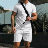 Summer Outfit Polo Zip Full Set Cotton Track Suits Men Clothes Jogger Sport Wear Top And Short Beach Street 2 Pieces Sets