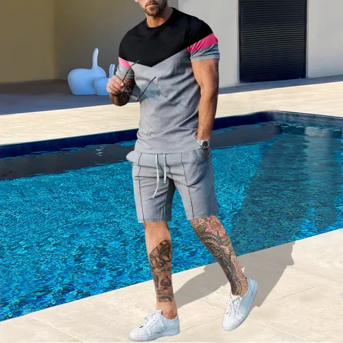 Custom Logo Jogger Tracksuit Sweatsuit Sweat Track Suit Set Shorts Pants Summer Men T Shirt And Short Set For Men