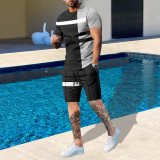 Customized Men 3D print summer 2 piece tracksuit short set Men sweatsuit printed short sleeve summer shorts t shirt set men