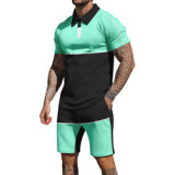J&H 2023  trend Fashionable men's two-piece summer short sleeve shorts casual loose sports suit