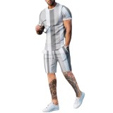 Summer Sportswear Men's stripe Tracksuit  Sweat rapstar Set Shorts Pants Men T Shirt And Short 2pcs Set