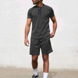 Summer Custom Short Suits Slim Fit Set For Men Sports Plus Size Short Sleeve T-Shirt Crew Neck Casual Joggers Men's Shorts Sets