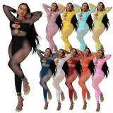 Spring summer women sexy jumpsuit fashion see-through club jumpsuits woman skinny jumpsuit