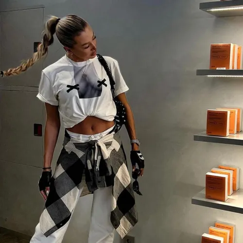 wholesale 2023 summer short sleeve crop top shirt fashion white crewneck T-shirt women