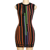 2023 spring summer new women tassel sleeveless slim sexy knitted dress