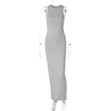Lagerfe 2740 Solid O Neck Sleeveless Maxi Women'S Dresses 2023 Summer Casual Party Club Streetwear Wholesale American Clothing