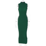 Women 2023 Sexy Fashion Sleeveless Plaid High Quality Elegant Long Dress Side Bandage Maxi Dress