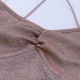 2023 Hot Summer Women Fashion Solid Color Backless Slim Halter Sexy Evening Club Mini Sequin Dresses Women Party
