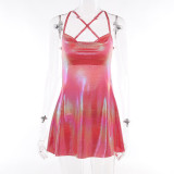 Lagerfe 3120 Y2K Glitter Backless Sexy Evening Shining Mini Women'S Clothes 2023 Summer Party Club Prom American Clothing