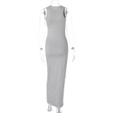 Lagerfe 2740 Solid O Neck Sleeveless Maxi Women'S Dresses 2023 Summer Casual Party Club Streetwear Wholesale American Clothing