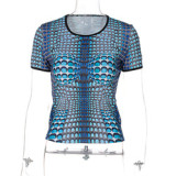 H2465M Autumn Casual print round neck short T-shirt tops Sexy sleeveless women's tank tops 2022 hot sale