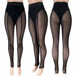 Sexy Sheer Mesh Long Pants Women See Through Party Club wear Summer Elastic Waist Tight Bottom Street wear Clothing
